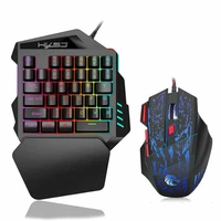 single hand one handed gaming keyboard 35 keys rgb backlit portable mini gaming keypad mouse set for pc ps4 xbox gamer for pubg