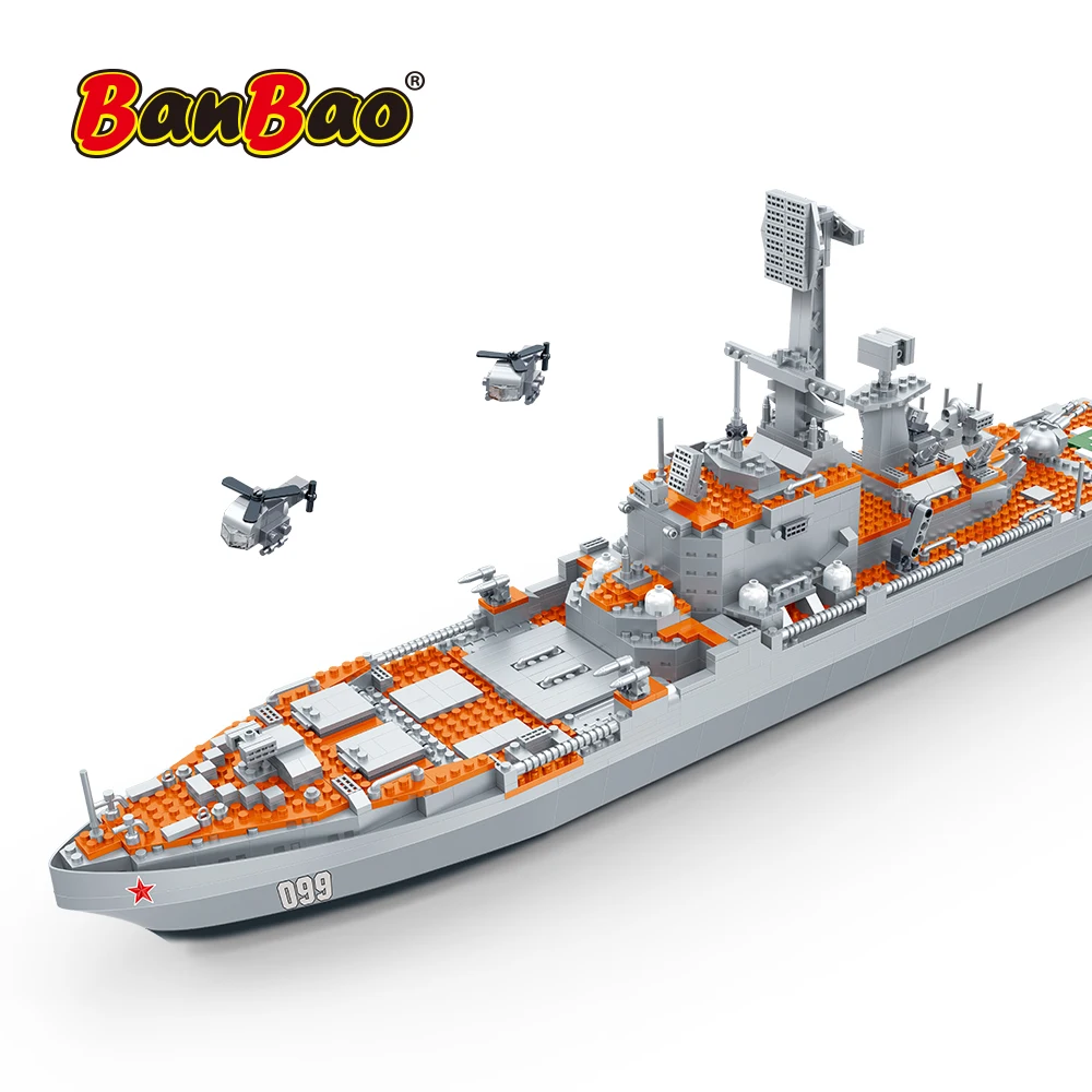 

BanBao Military Russian 099 Guided Cruiser Battleship Warship Navy WW2 Submarine Building Blocks Educational Toy Kids Gift 6261