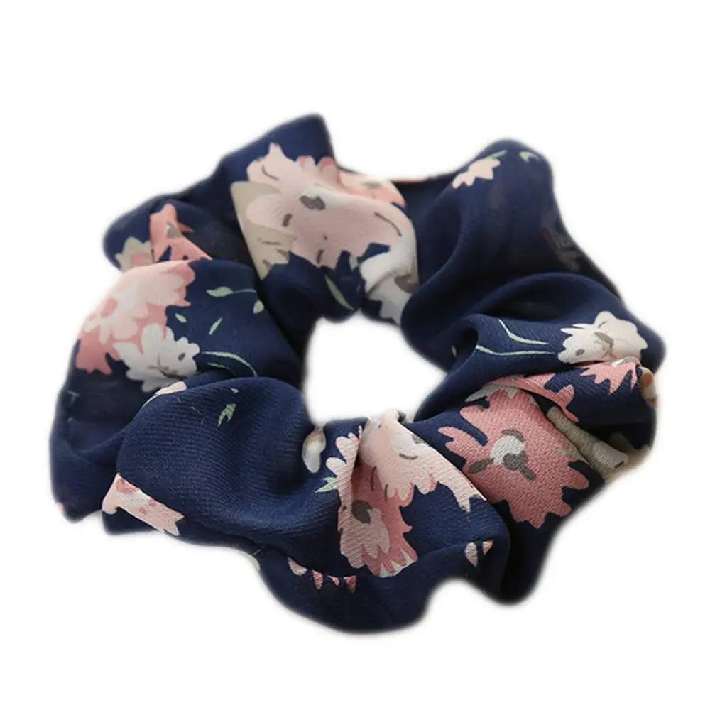 1pcs Vintage Scrunchies Lady Stretch Chiffon Scrunchie Women Elastic Hair Bands Girls Headwear Floral Hair - Цвет: 010