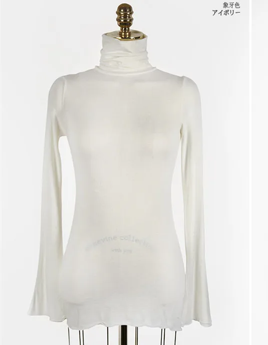 Весенний пуловер водолазка женская футболка однотонная Повседневная женские