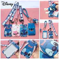 disney stitch cartoon credit card cover student campus card outdoor hanging neck bag holder cards cover for women pendants