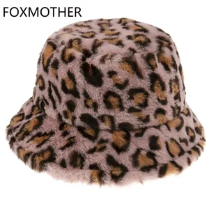FOXMOTHER новинка, цвета: серый, розовый леопард подходит для рыбалки, Панама Боб в рыбацком стиле теплые шапки из мягкого искусственного меха зимняя шапка-ушанка для женщин, женская обувь