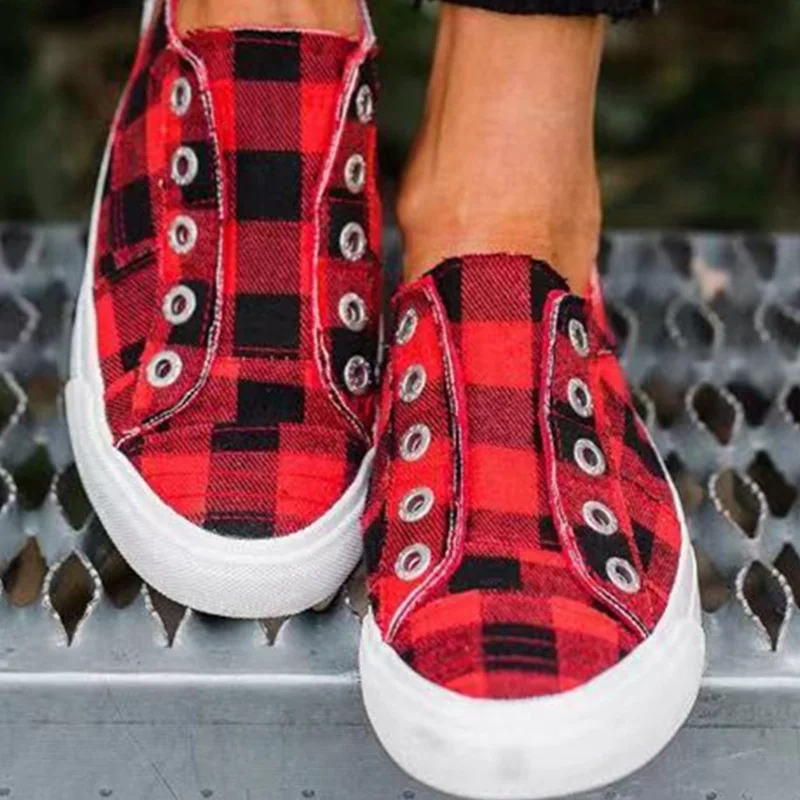 Кеды женские в шотландскую клетку Вулканизированная подошва кроссовки без