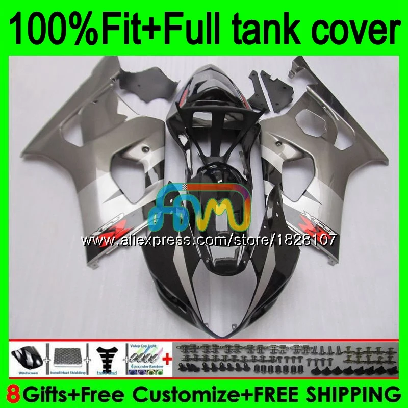 

Silvery black Injection For SUZUKI GSX R1000 K3 GSXR-1000 GSXR1000 1000CC 97BS.1 GSX-R1000 GSXR 1000 CC 03 04 2003 2004 Fairings