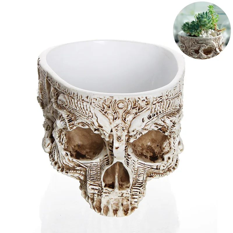Цветочный горшок в скандинавском стиле с черепом садовый цветочный из смолы