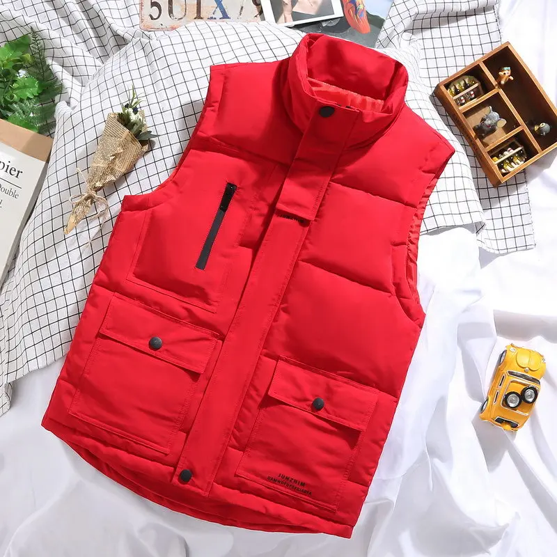 

2021 Men's Fall/Winter Warm Down Cotton Waistcoat Multi-pocket Stand Collar Thickening Casual Workwear Vest