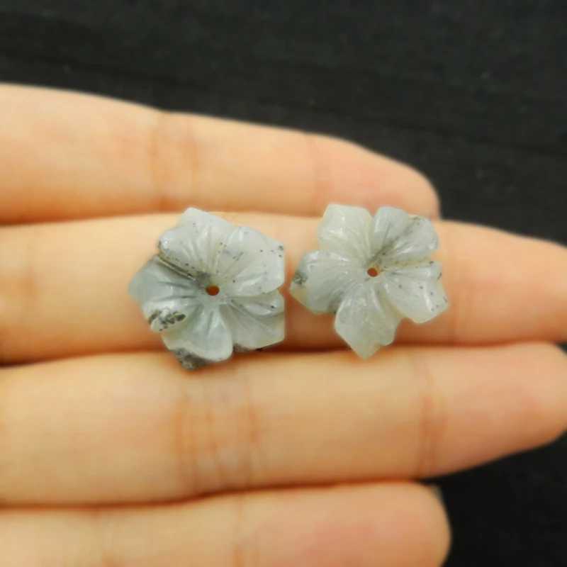 

Wholesale 2Pcs Amazonite Carved Flower Cabochon Pairs 15x4mm 2.4g Charms Jewelry Accessories