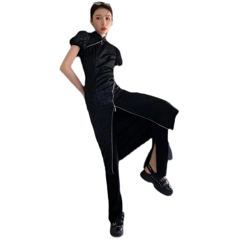 

LANMREM Casual Dress Korean Loose Thin Short Sleeve Stand Collar Embroidery Temperament Fashion Summer 2021 New Women's 2P5154