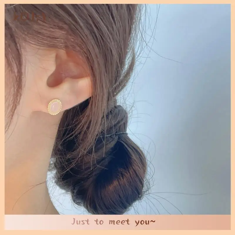 

KOJ S925 Silver Vintage Small Oval Opal Stud Earrings for Women Wedding Pendant Earrings Korean Jewelry Earrings Bijoux Femme