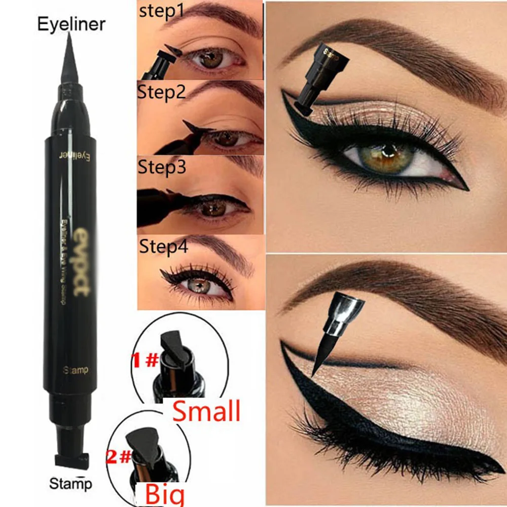 

4 Color/Set Liquid Eyeliner Quick Dry Waterproof Makeup Eye Liner Double-ended Make Up Triangle Seal Stamps Wing Eyebrow Pencil