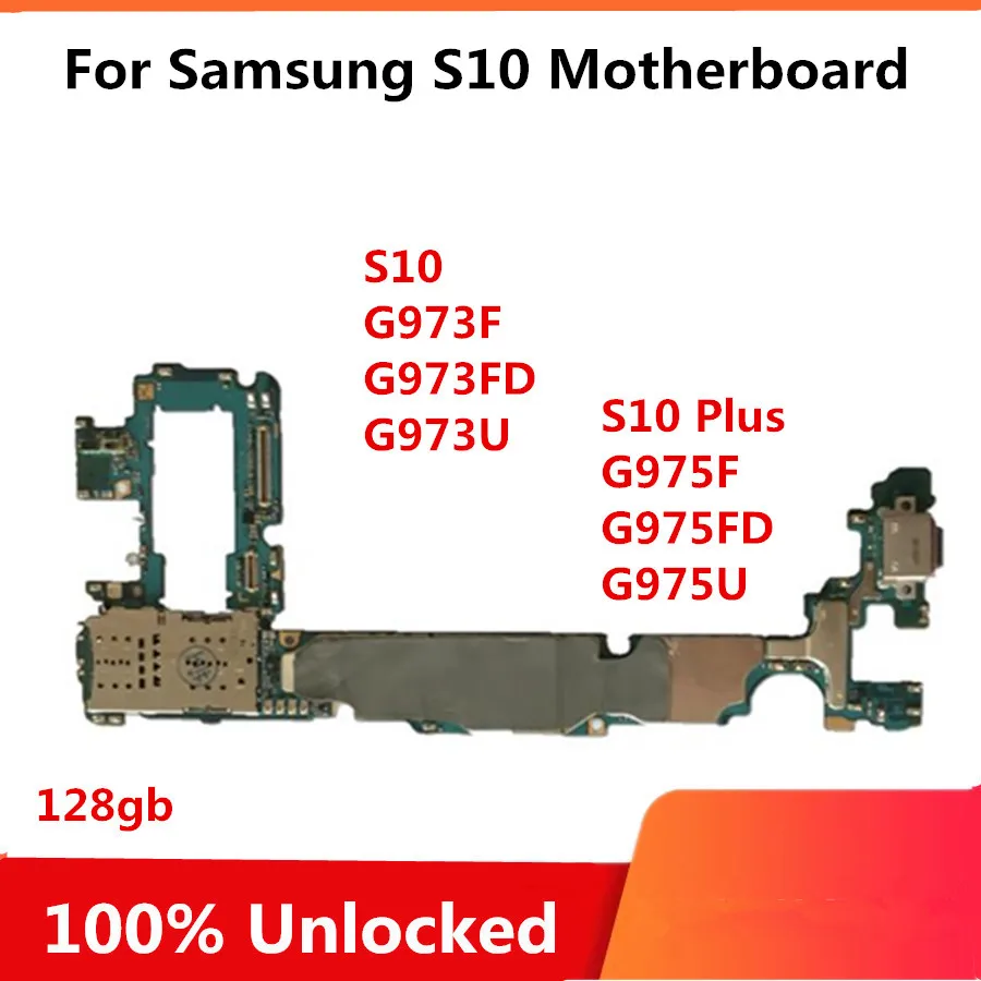 100% разблокирована для samsung Galaxy S10 / Plus материнская плата G975F G975FD G975U G973F G973FD G973U