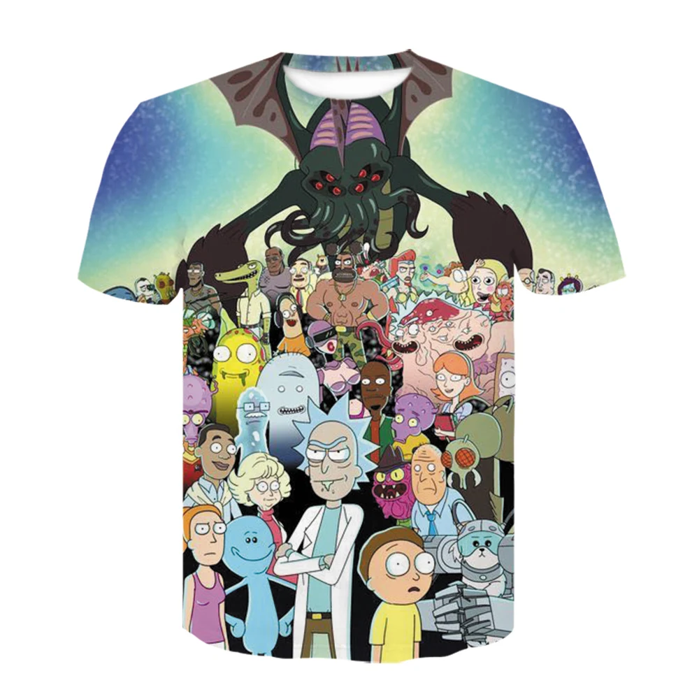 

Summer New Men's and Women's T-shirt 3d Printing Rick Children's Cartoon Anime Short-sleeved Casual Fun Top