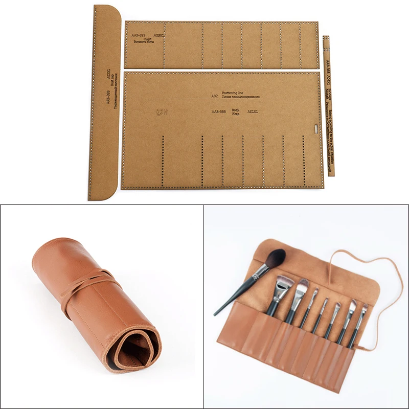 

Leather Craft Personality Fashion Makeup Tools Pencil Case Sewing Pattern Hard Kraft Paper and Acrylic DIY Template 8cm*21.5cm