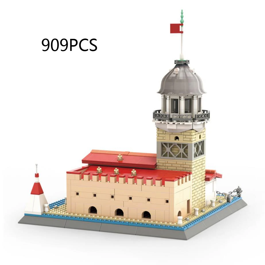 

World Famous Historical Architecture Building Block Maidens Tower Istanbul Turkey Assemble Model Brick Toy Collection For Gifts