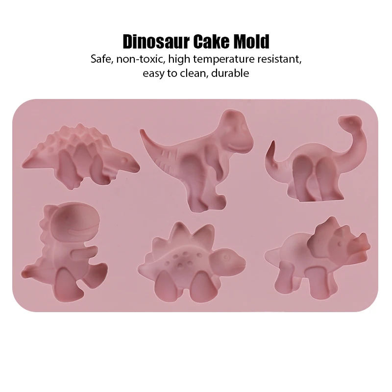 Silicone Fondant Mold 6 Hole Different Shapes Dinosaur Cake Chocolate Cute Animals Baking Tools | Дом и сад