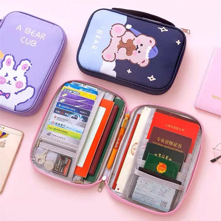 

Kawaii Bear Rabbit Large Capacity Desktop Cards Certificates Storage Bag Kids Pencilcase Pencil Bag School Stationery