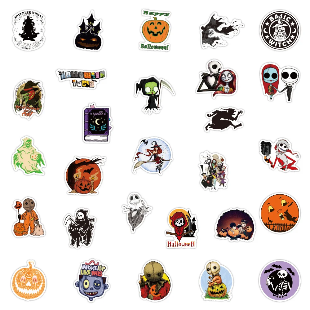 Adhesivo nocturno para decoraci&oacute;n de fiestas, pegatina de Graffiti con personalidad, tem&aacute;tica de Halloween, Navidad, novedad, 10/30/50 Uds., venta al por mayor-4