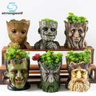 Strongwell Творческий Дерево с героем мультфильма человек с рисунком цветочные горшки сделаны из смолы цветочный горшок для суккулентных растений товары для домашнего сада украшения, Декор