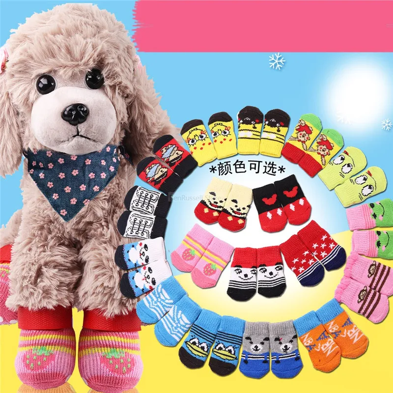 

Lovely Pet Socks Antiskid Teddy Dog Socks Panda 4Pcs Pet Knits Socks Anti Slip Skid Bottom