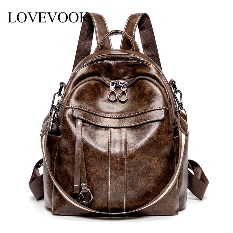 Женский рюкзак Lovevook винтажный из искусственной кожи с защитой от кражи для
