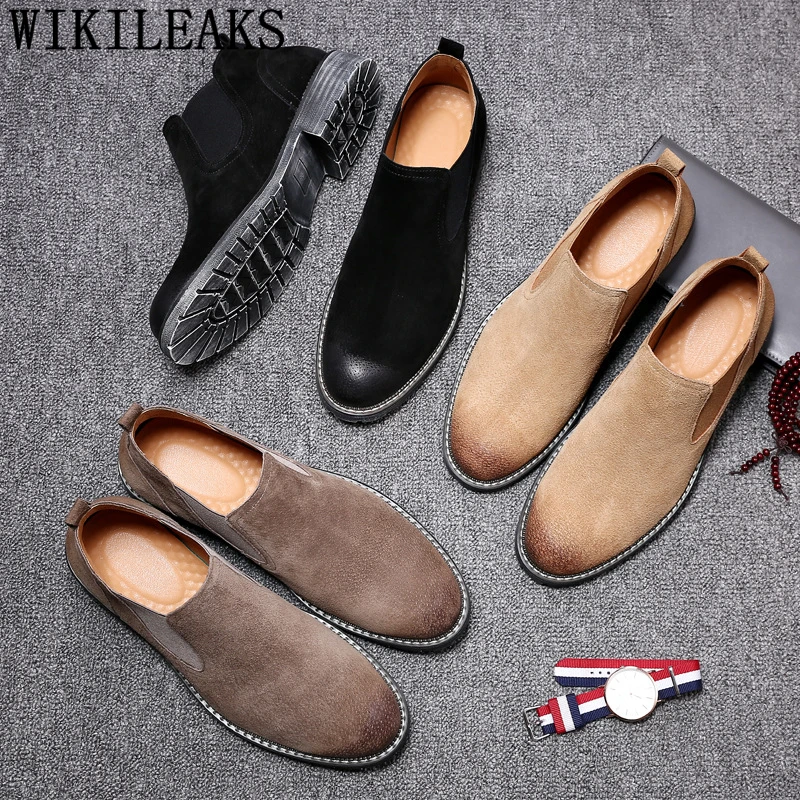 Ботинки Челси Мужские Ботильоны Мужская зимняя Обувь черные ботинки Zapatos De Hombre