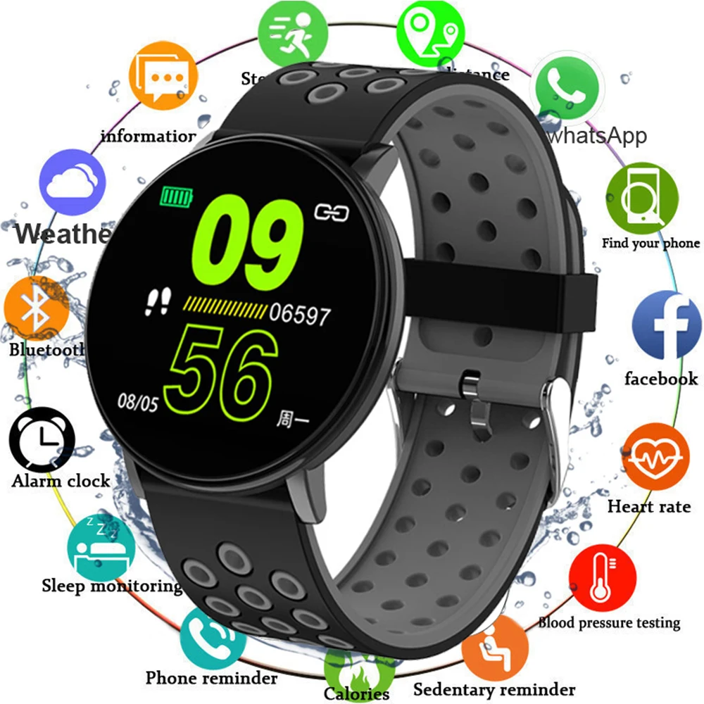 Inteligente para Android Relógio de Pressão Redondo à Prova Ios para Mulheres Relógio Homens Arterial Dwaterproof Água Smartver Mulher Esporte Saúde Inteligente Pulseira w8