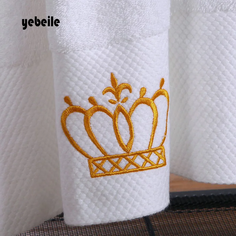 Yebeile cotton Embroidered Imperial Crown Cotton White Hotel towel facetowel, hand towel bathtowel Absorbent Towel sets