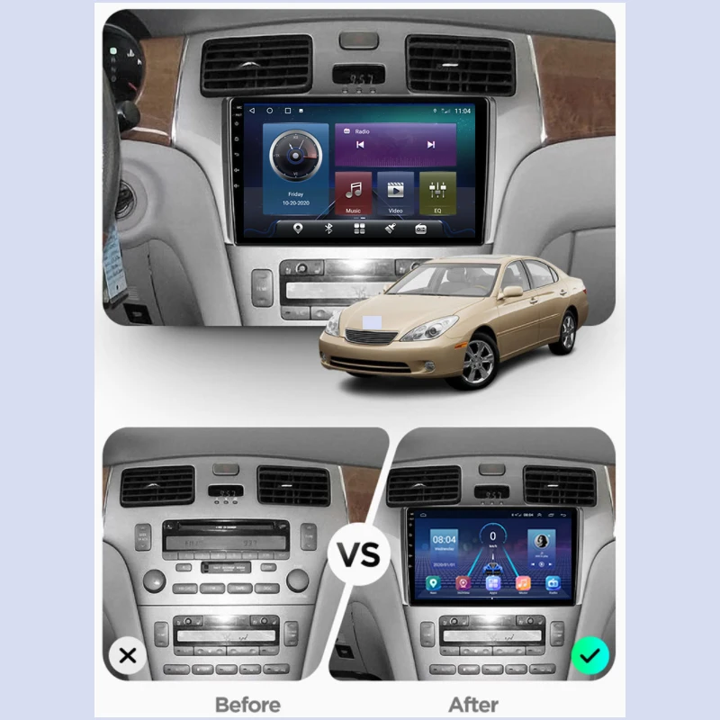 Автомагнитола 6G 128G для Lexus ES250 ES300 ES330 2001 -2005 мультимедийный плеер 2Din с GPS-навигацией