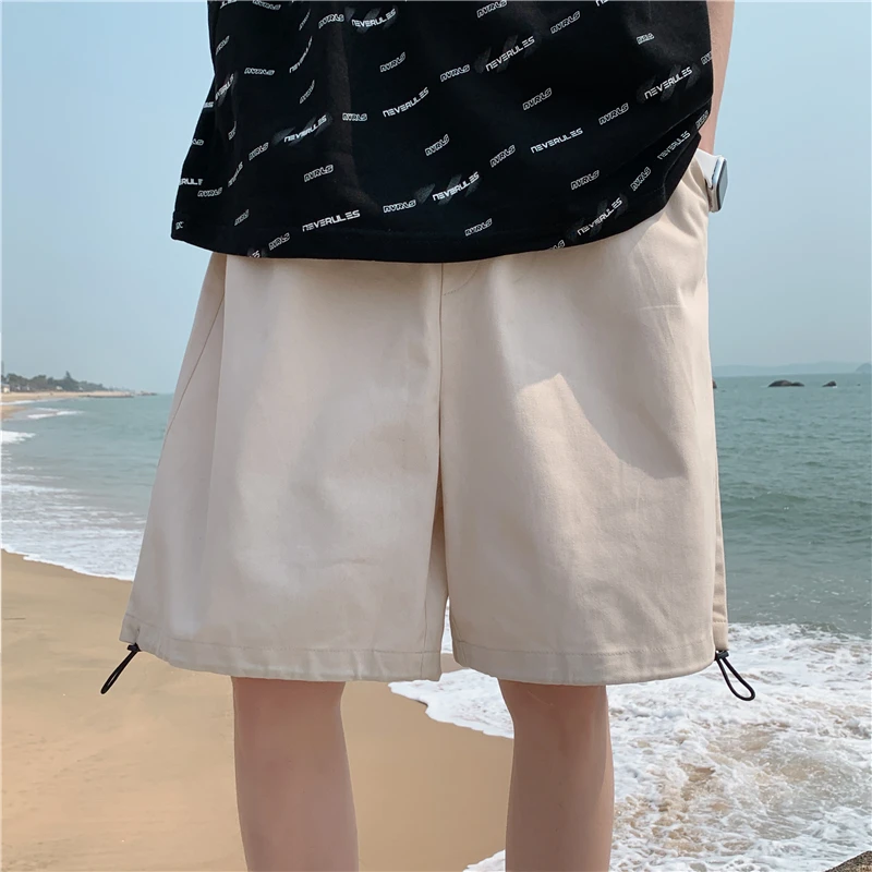 

Plus Size 5XL-M Summer Loose Board Shorts For Men Clothes 2021 Simple Solid 100% Cotton Casual Beach Short Homme All Match Sale