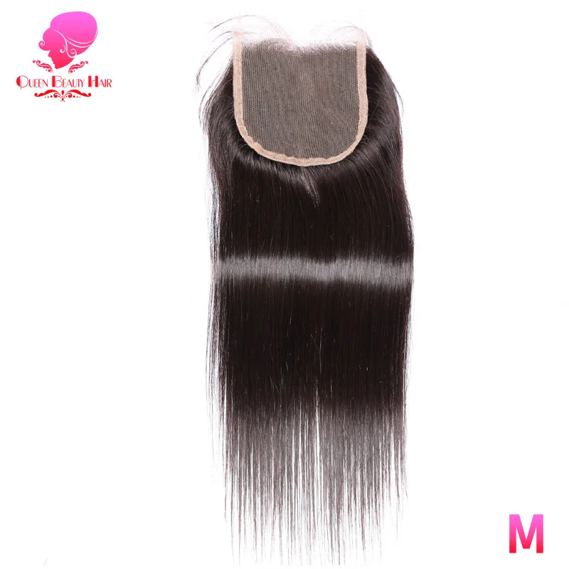 QUEEN BEAUTY волосы бразильские прямые закрытие 4x4 Remy человеческие свободная Часть