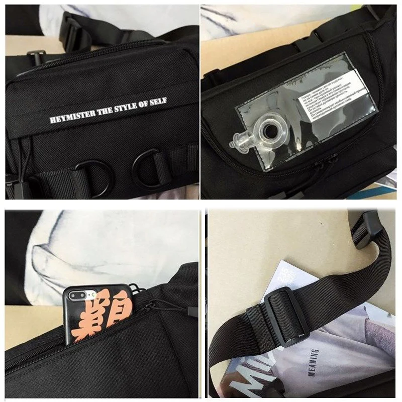 Большая поясная сумка для мужчин забавная черная многофункциональная