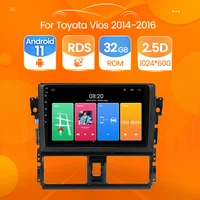 Car GPS Radio Multimedia with DVD Player Navigation Android 11 2G+32G for Toyota VIOS 2014 2015 2016 Quad Core Steering wheel