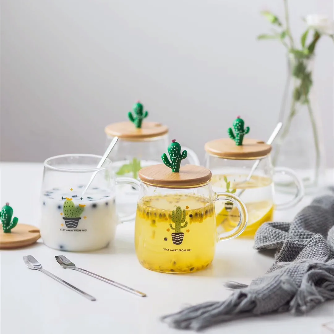 

Cactus CateGlass Cups Boys Girls Coffee Mugs Ceramic Cute Expression Tea Water Cups Cartoon Creative Drinkware Milk Mug Gift