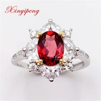 xin yipeng gemstone jewelry real s925 sterling silver inlaid natural garnet rings fine wedding gift for women free shipping