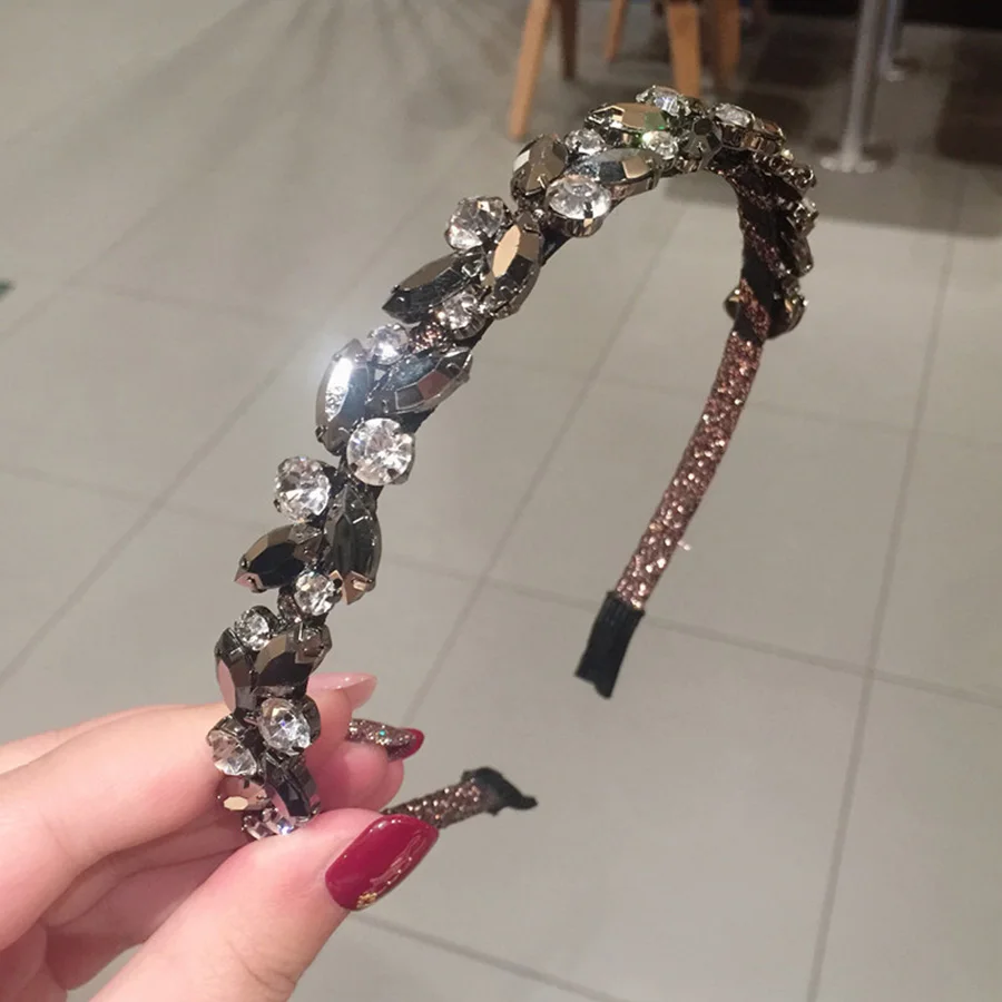 Haimeikang Autumn Winter New Headband South Korea Rhinestone Alloy Headband Net Red Temperament light Hair Accessories