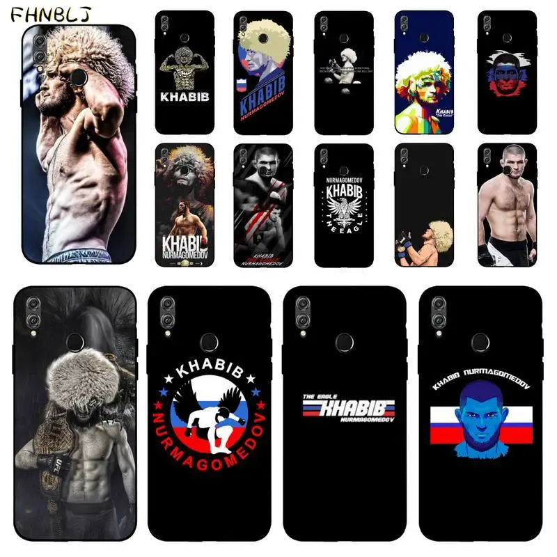 

FHNBLJ khabib nurmagomedov Black TPU Soft Rubber Phone Cover for Huawei Honor 8 x 9 10 20 V 30 pro 10 20 lite 7A 9lite case
