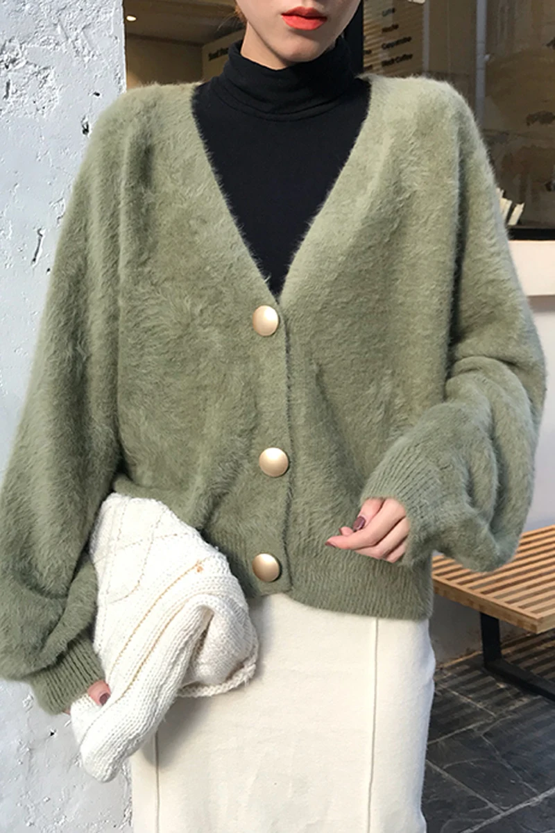 Single Breasted Mohair Knitwear Sweater Jumpers Women New 2019 Autumn Winter Cardigans Harajuku Knit jacket Outwear Top |