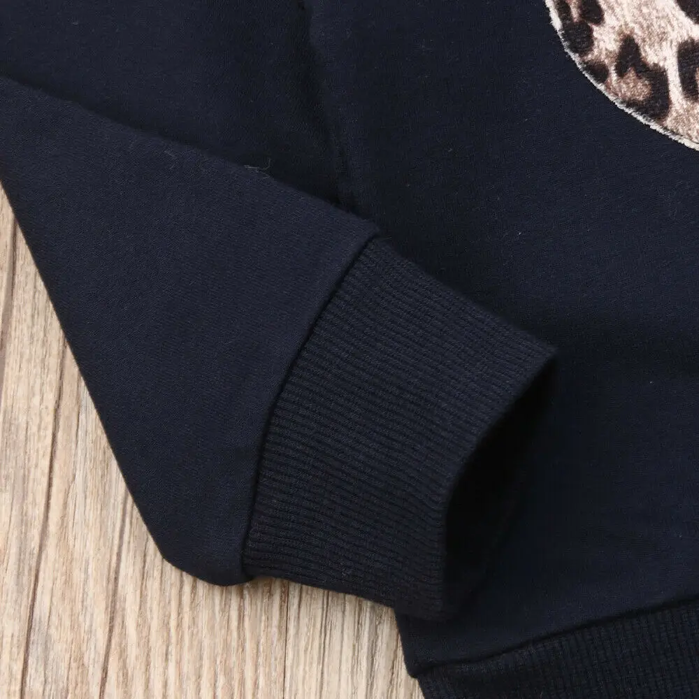 Новинка зимняя одежда для маленьких девочек леопардовый Свитшот Верхняя с юбкой