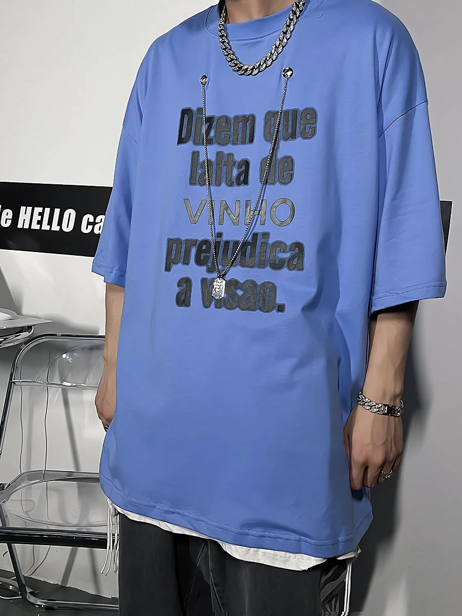 

QING MO Blue White Women Casual Letter T Shirt 2021 Summer Newest Women Plus Size Slim T Shirt Female Mixture T Shirt ZQY7438