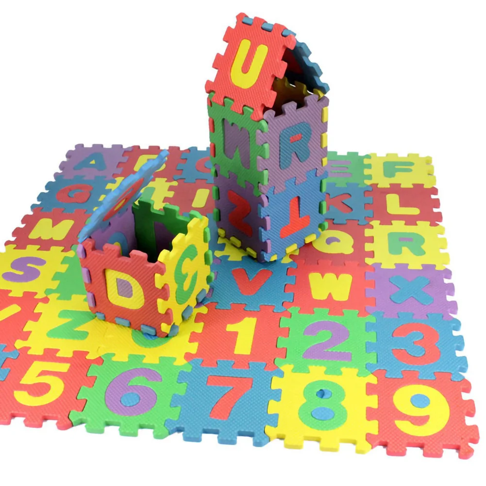 

36pcs Alphanumeric Cushions 3D Puzzle Soft Floor Mats Baby Crawling Training Foam Children's Carpet Mat 5x5cm
