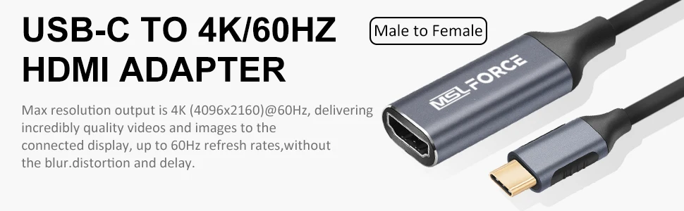 MSL Тип C к HDMI адаптер USB 3,1 USB-C к HDMI адаптер конвертер «Папа-мама» для MacBook huawei Matebook samsung S8
