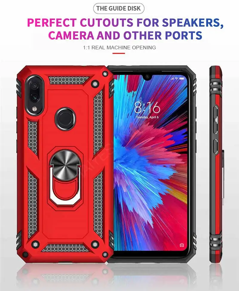 Роскошный Магнитный противоударный чехол с кольцом-держателем для Xiaomi Redmi Note 8 7 K20 Pro, чехол-бампер для Redmi 7 7A K20, силиконовый чехол