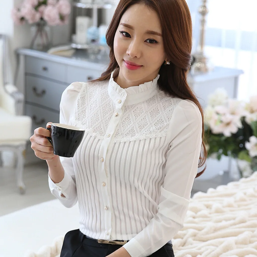 2020 модное женское шифоновое платье для офиса плиссированная Кружевная блуза