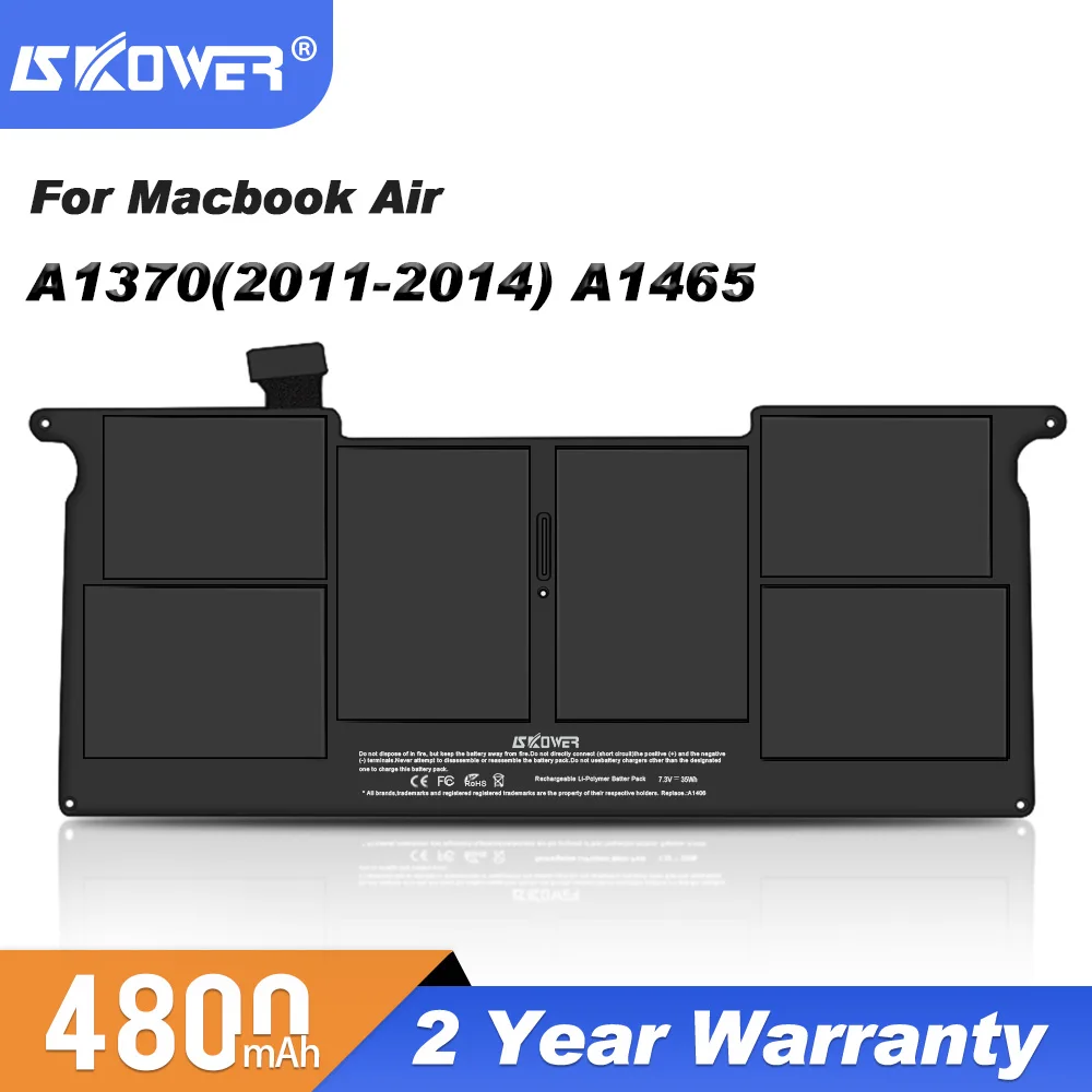 

Аккумулятор SKOWER 35WH A1406 для Apple MacBook Air 11 дюймов A1370 (Mid 2011) A1465 (2012-2014) Серия ноутбуков, замена A1495