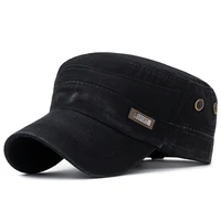 men women flat top cap vintage distressed washed cotton twill baseball cap cadet army cap military hat outdoor cap