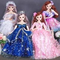 new 60 cm princess doll 23 jonits moving toys 13 fashion long hair 3d big eyes doll for children retro birthday gift toys