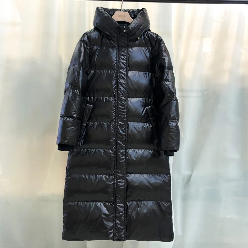 

Large Real Racoon Fur Hooded 2020 Down Jacket Women 90% Duck Down Puffer Jacket Shiny Feather Coat Female Long s Waterproof