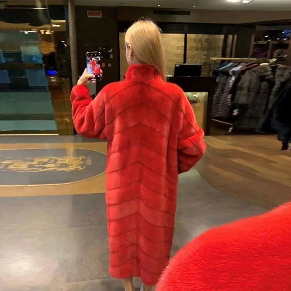 TOPFUR модное белое пальто длинное натуральное меховое пальто женская зимняя шуба из натуральной норки с меховым воротником свободная одежда воротник с лацканами