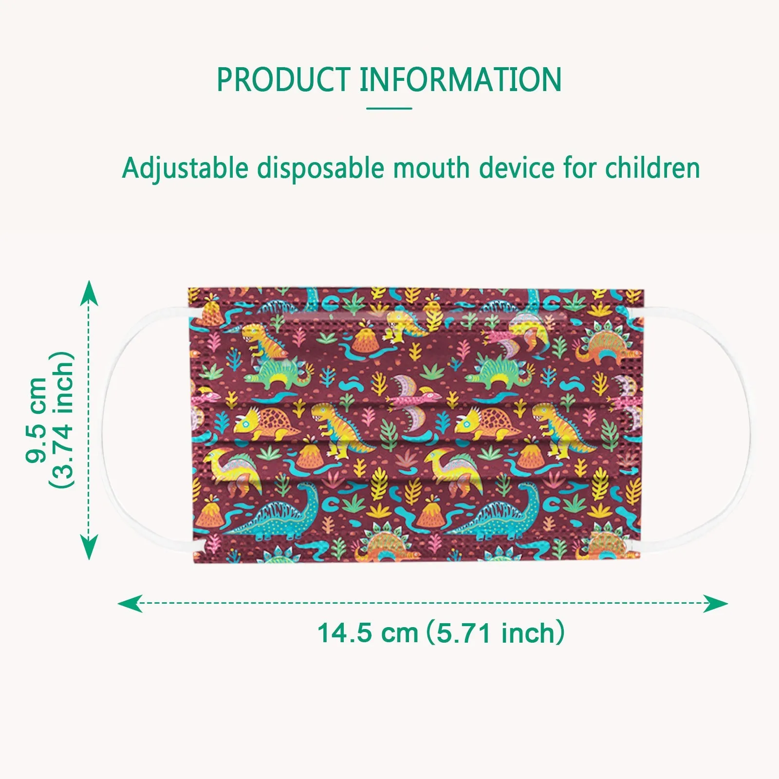 

Headband masque enfant 50PCS Children's Three-Layer Protective Dust-Proof Cartoon Print Disposable Mask #