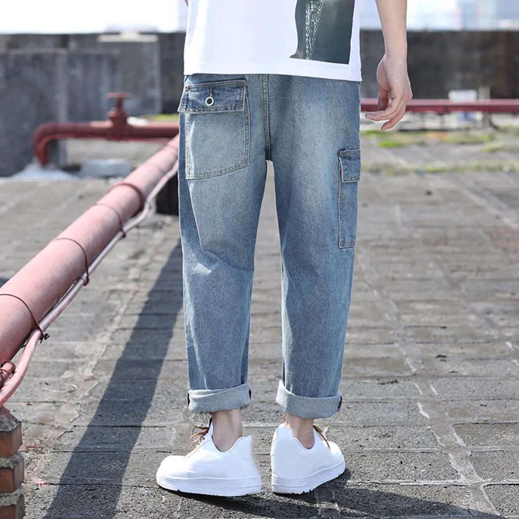 SAGACE мужские прямые свободные джинсовые брюки большого размера с дырками